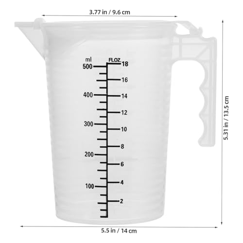 Vaso medidor plástico transparente 500 ml con tapa y asa miniatura 2