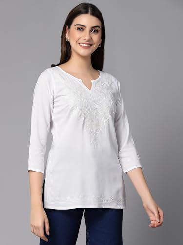 Image of QAZMI Women's Cotton Embroidered Regular Kurta
