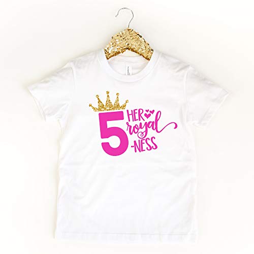 Her Royal Fiveness Birthday Shirt | Princess Shirt | Gift for 5 Year Old Girl (5T, Pink)3