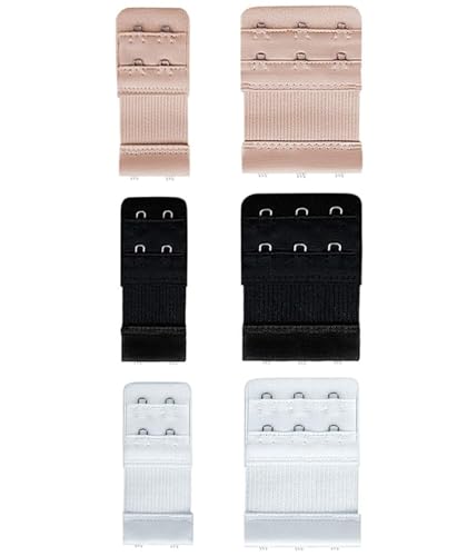 HAALII 6pcs Women\'s Bra Extenders 2 Hook/3 Hook, Ladies Soft Comfort Back Bra Band Extension Strap Extender, Soft Stretchy Back Bra Extension Strap Extender