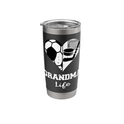 Grandma Life Heart Funny Soccer Hockey Grandma Stainless Steel Insulated Tumbler
