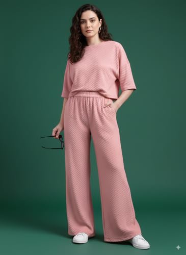 Image of Zilcon Women Bricks Wool 2 Piece Sets for Women Casual Summer Travel Vacation Outfits Pajama Sets Cap Sleeve Lounge Set