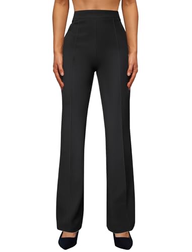 JEKAOYI Womens Straight Leg Dress Work Pants High Waist Stretchy Business Casual Pants Office Trousers Slacks Charcoal Black