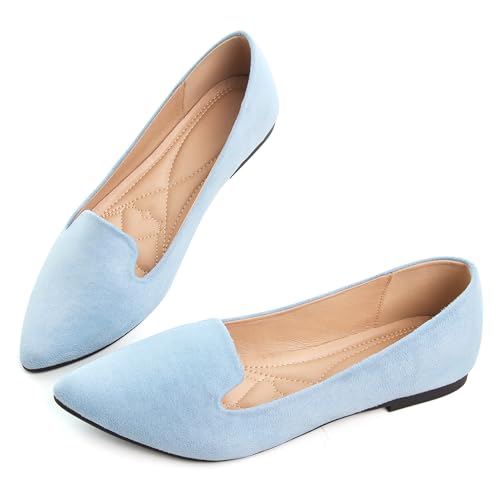 Image of Dear Time Women's Pointed Toe Ballet Flats Simple Casual Office Work Flats Slip-on Comfortable Shoes