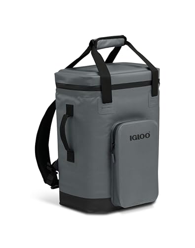 Igloo Trailmate 24-Can - Sac À Dos Glacière Isotherme 24 Canettes - MaxCold Ultra 20mm - Zips Étanches - Camping Plage Randonnée - Gris Carbonite