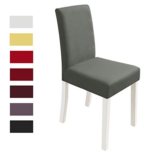 yokamira Housse de Chaise 4 Pièces, Housse de Salle à Manger Universelle, Amovible Lavable, Facile à Nettoyer et Durable, Housses de Chaises pour Mariage, Hôtel, Restaurant, Gris