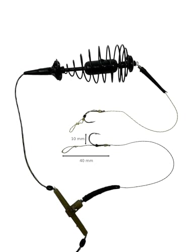 HUNGRYFISH Fishing Feeder Cage Rig Kit (2 Pack) – Jaula de Cebo con 2 Anzuelos, Set de Anzuelos Pre-atados miniatura 2