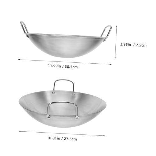 Wok de acero inoxidable con mango doble y gran capacidad miniatura 2