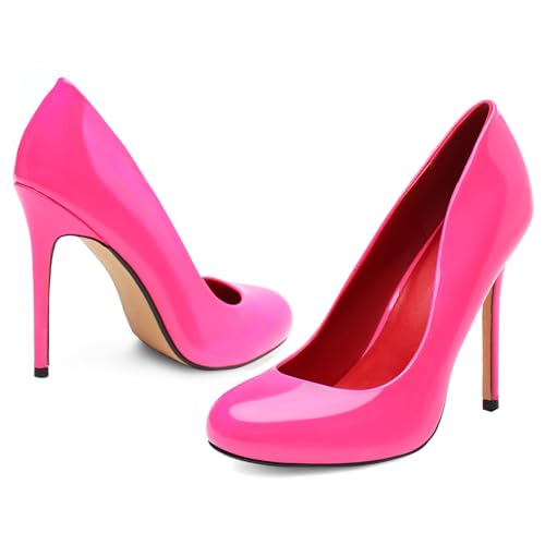 Unisex Men's Women's Round Toe High Heels Stiletto Pumps Patent Leather Heels Dress Party Shoes2