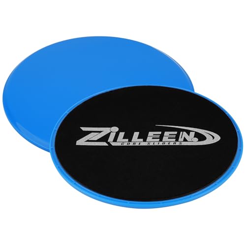 ZILLEEN Exercise Sliders for Working Out Blue Fitness Discs for Pilates Women Men, 2 Pack