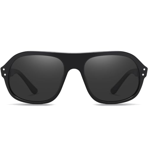 DUCO Retro Aviator Sunglasses for Women Men Polarized Sunglasses UV400 Protection Pilot Sun Glasses Acetate Frame DC2386