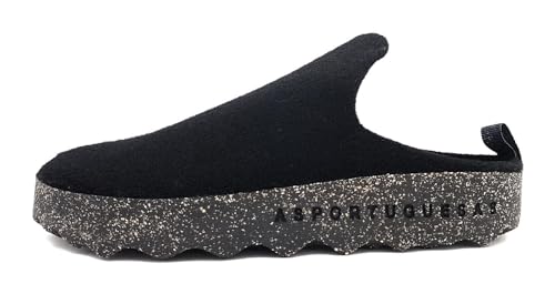 Black Wool Round Toe Mules COME by ASPORTUGUESAS