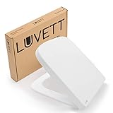 LUVETT Q500 WC-SITZ eckig für Geberit Renova Plan mit Absenkautomatik Softclose & Abnahme, 3 Montagevarianten, Duroplast, Farbe:Weiß