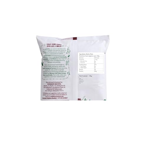 Image of S Siddhagiri's SATVYK THE HEALTH re STORE Barley Flour (1kg) - 100% Whole Barley Atta | Stone Grounded | Rich In Fibre & Protein | Soft Fluffy Rotis | Freshly Grounded