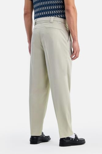 Image of SNITCH Men Trousers Formal Wear | Relaxed Fit Straight Leg Pleated Front & Turned-up Hem Design | Polyester Blend Medium-Stretch Fabric for Office Meetings & Daily Professional Use