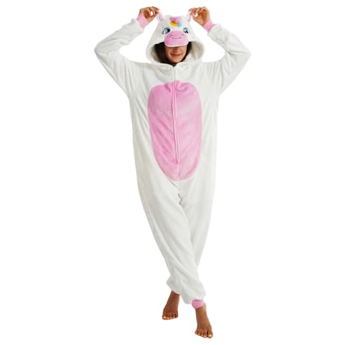 ressber Unisex Adult Onesie Pajamas Animal One Piece Halloween Costume Christmas Sleepwear Jumpsuit (US Alpha X-Large Regular Regular White)
