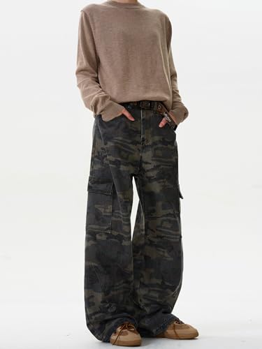 Men's Jeans Camouflage Work Pants Loose Fit Straight Leg Vintage Style Trouser for Men4
