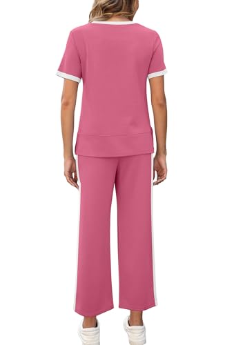Image of XIEERDUO Women's Side Slit Lounge Sets 2026 Fashion 2 Piece Travel Outfits Cozy Loungewear Wide Leg Tracksuits S-3XL