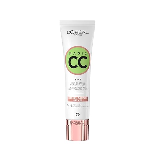 L'Oréal Paris, Crema Anti-Rossori Color Verde, Con Vitamine B5 ed E, Pelle Idratata Fino a 24h e Uniformata, Risultato Naturale, Magic CC Cream, 30 ml
