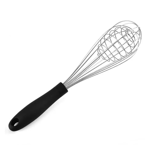 Batidor de huevos con mango de TPR de acero inoxidable, globo de cocina, batidor de alambre, batidor, espumador for cocinar, hornear, mezclar, batir, agitar, conveniente