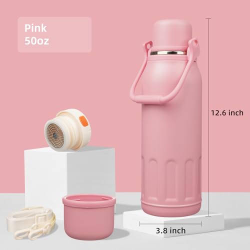 Image of Konokyo 50oz Thermos for Cold Drinks, Insulated Water Bottle, Pink