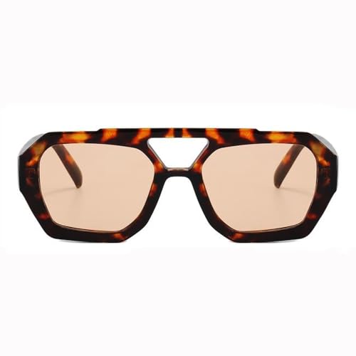 Trendy Aviator Sunglasses for Women Men Hexagonal Square Thick Frame Double Bridge Sun Glasses Shades BS13003