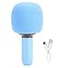 LICAEVEY Wireless Karaoke Machine Microphone, Bluetooth Mic with RGB Lights, 3.5mm AUX and Vocal Suppression, Ideal for Home Parties, Duets, and as a Gift for All Ages (Blue)