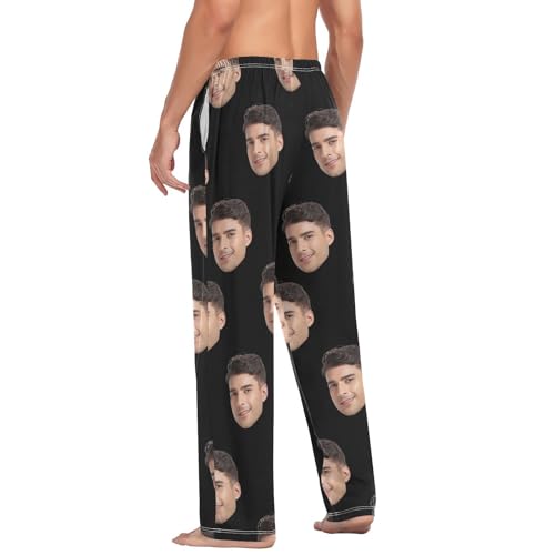 Solid Personalized Photo Face Pajama Pants for Men Custom Men's Pajama Bottoms Sleepwear Pj Lounge Pants 6
