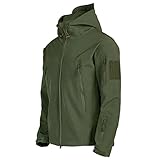 WSPDSD Camouflage Winterjacke Haifischhaut Softshell Winddicht Warme Windjacke Herren Outdoor Wandern Jagdbekleidung Taktische Jacken - Army Green,S