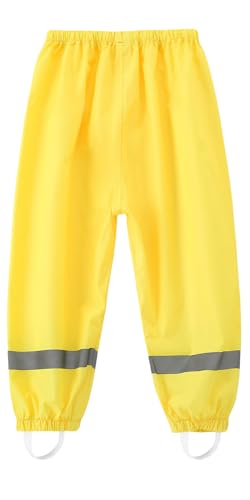 [Maeau] 子供 レインズボン 砂場着 防水ズボン キッズ プレイウェア レインパンツ プレイウェア お砂着 女の子 男の子 軽い 薄い 2歳～12歳 アウトドア 反射テープ付き ガールズ ボーイズ 黄色 L