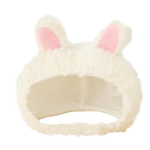 FRCOLOR Rabbit Ear Plush Hat for Stylish Casual Daily Wear Cute Bunny Ears for Outdoor Activities and Fashion Accessory for Cold Weather White