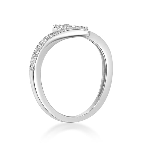 Lavari Jewelers 1/6 Carat Natural Diamond Christian Faith Cross Purity Ring for Women I 925 Sterling Silver (H-I, I2-I3, 0.16 cttw) Wedding Ring for Her I Engagement Anniversary Band Size 5 to 93