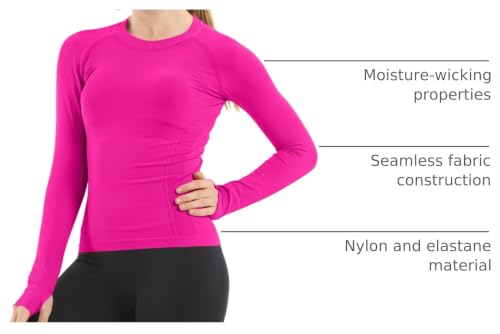 Image of MathCat Seamless Workout Shirts for Women Long Sleeve Yoga Tops Sports Running Shirt Breathable Athletic Top Slim Fit XS-XL