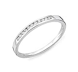 Miore - Anillo para mujer de oro 375 de 9 quilates, diamantes brillantes de 0,10 quilates, oro blanco