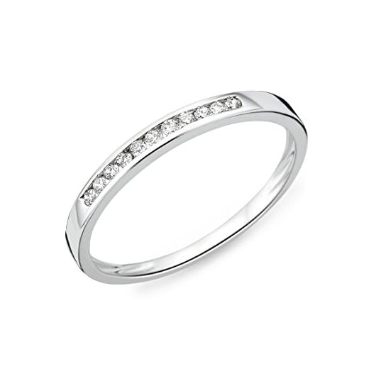Miore - Anillo para mujer de oro 375 de 9 quilates, diamantes brillantes de 0,10 quilates, oro blanco