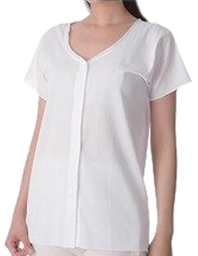 ワンタッチ肌着 前開き半袖 婦人用 CH-3 L ホワイト (神戸生絲)