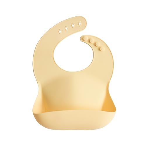 Image of mushie Silicone Baby Bib | Adjustable Fit Waterproof Bibs (Sunshine)