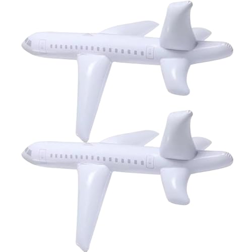 Avion gonflable 2 pièces, grands ballons d'avion blancs de 39 pouces, jouet gonflable réaliste résistant aux chocs pour l'extérieur, les cadeaux de fête,...