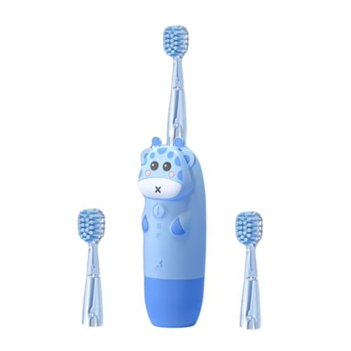 SKISUNO Cepillo de Dientes Eléctrico Sónico para Cerdas Suaves Temporizador Inteligente y Diseño Ergonómico para Encías Sensibles sin Batería de Azul con Cabezales Reemplazables