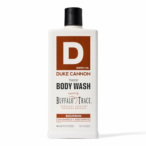 Duke Cannon Supply Co. Thick High Viscosity Body Wash - 3X Thicker Cleansing Shower and Bath Gel Mineral-Enriched Body Wash for Men - Big American Bourbon - Mens Body Scrub - Bourbon (18 oz)