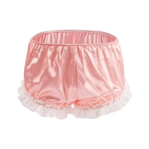 Mens Satin Boxers Frilly Panties Ruffle Underwear Silk Briefs Sissy Lingerie Outfits for Crossdressers