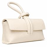 LeahWard Women's Leather Clutch Bag With Loop Handle (L.Beige)
