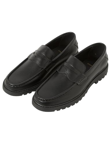 Springfield PU Gran LEATEHR Effect Serrated Loafer, Mocasín De Cuero Hombre, Negro, 44 EU