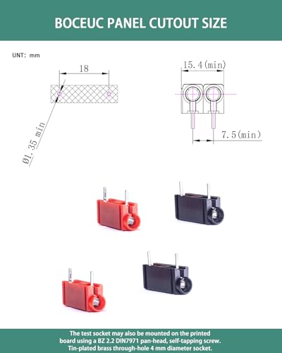 Image of 4mm Test Jack, Horizontal Straight PCB 4mm Banana Female Jack Test Socket Red + Black
