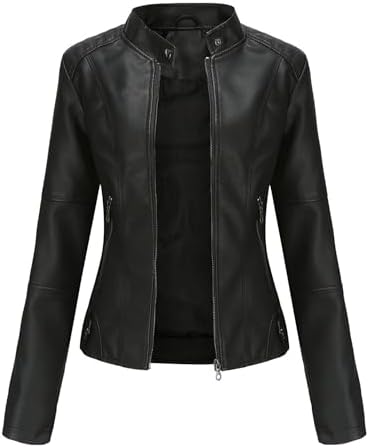 Jueshanzj Jaqueta feminina de couro feminina jaqueta slim roupa d...