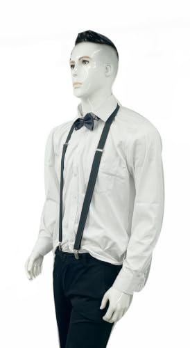 Image of Men's Suspenders Bowtie Set Elastic Y Shape Style Women's Suspenders Bowtie For Wedding&Formal Events