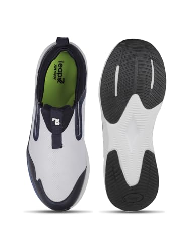 Image of Liberty Leap7x REACTIVE5E Men Sports Walking Shoes - White | Comfortable and Durable Non-Lacing Closure - Suitable for Running, Gym, Jogging and Outdoor Shoes for Man - Cushioned Footbed
