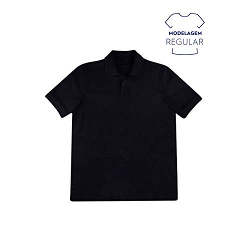 Camisa Básica Masculina Polo Piquet Regular Preto M