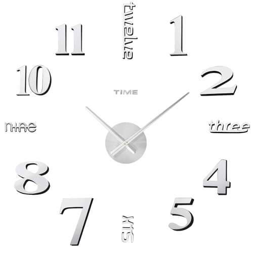 AILILIFE 20-28 Inch DIY Wall Clock 3D Frameless Silent Non-Ticking,