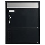 Safepost 921 TIAMAT Paketbriefkasten - Briefkasten mit Zeitungsfach, Paketfach, Übergabefach (anthrazit inkl. 2 Schlüssel)